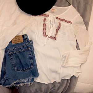 Embroidered Neckline Blouse